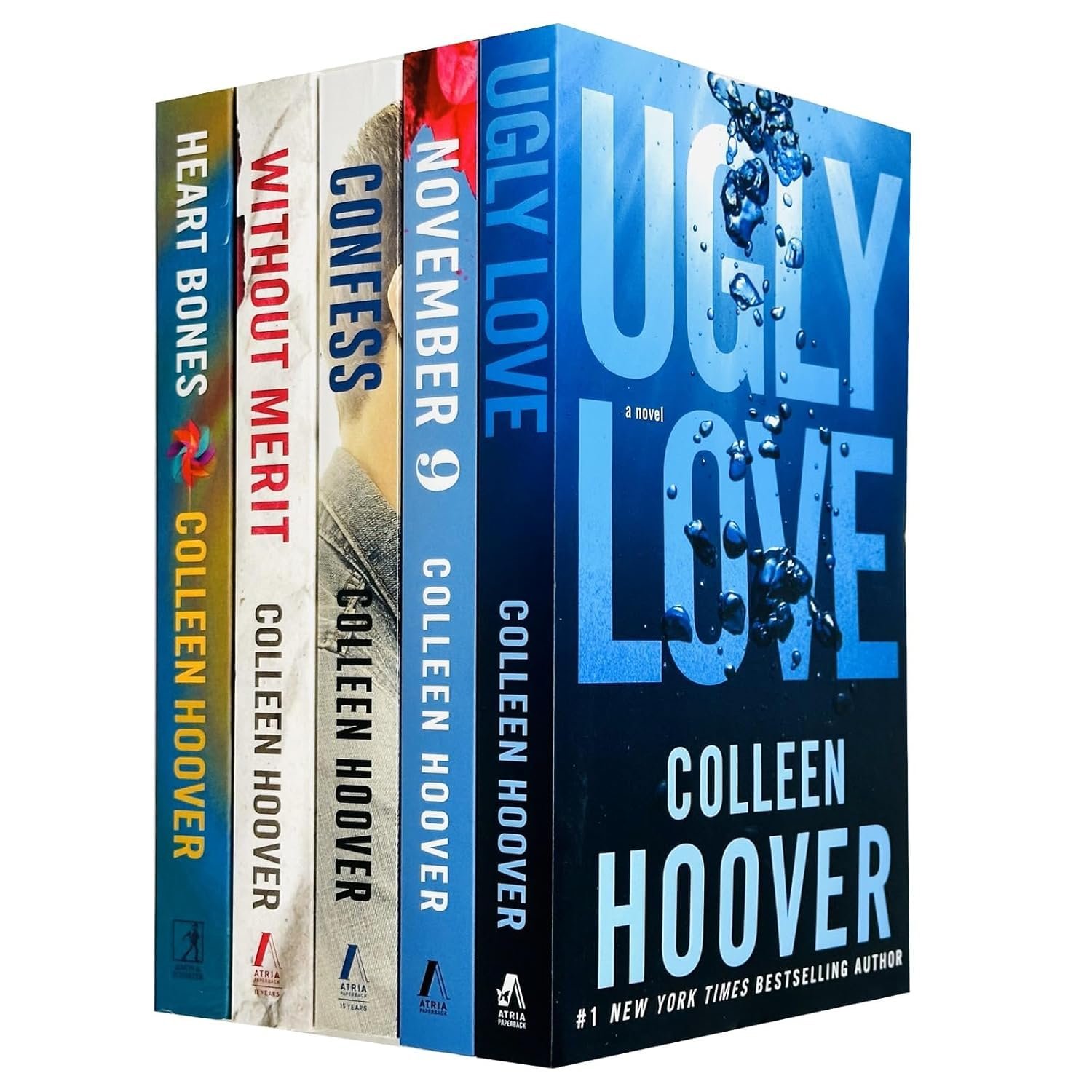Colleen Hoover 5 Books Collection Set (Ugly Love, November 9, Confess, Without Merit & Heart Bones) Paperback