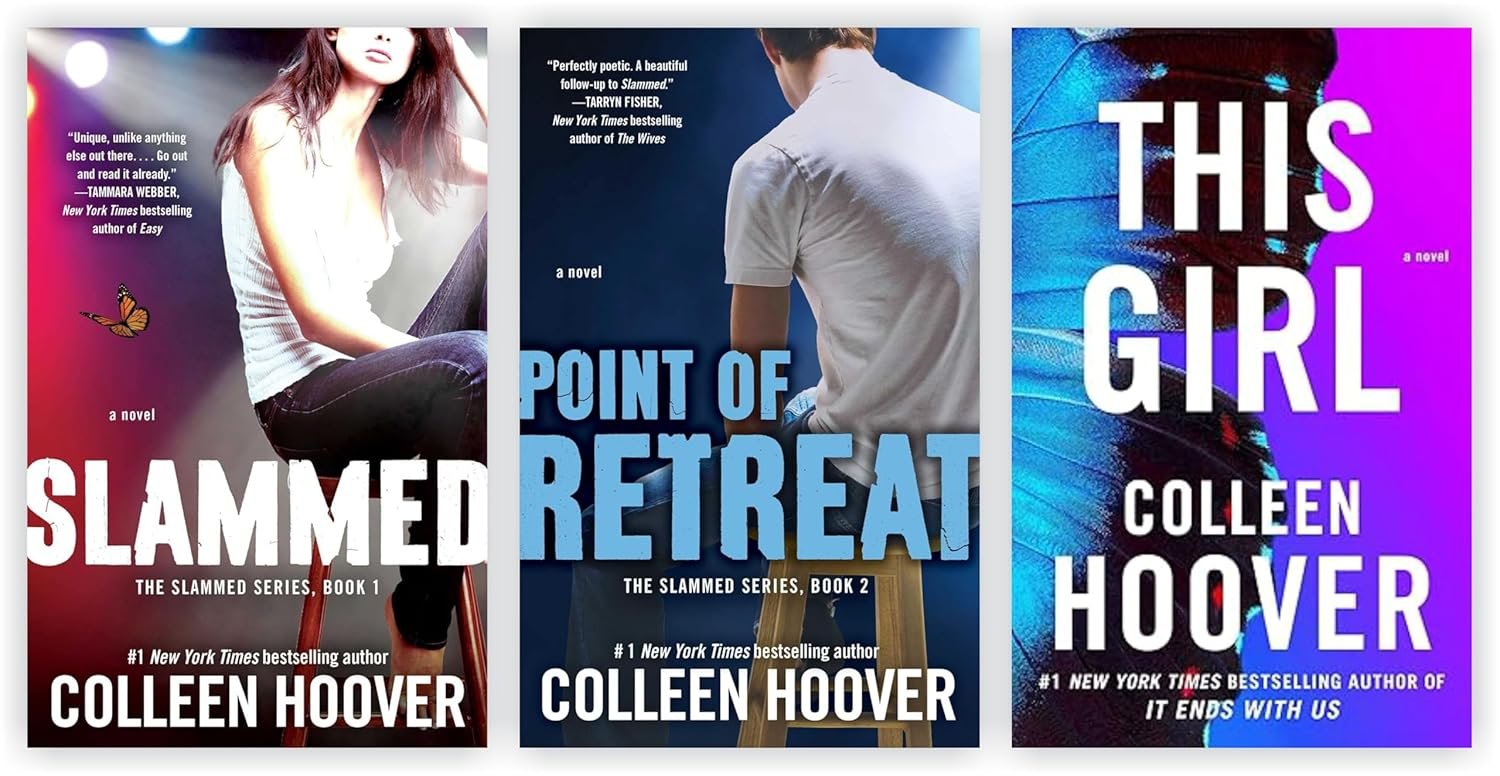 Colleen Hoover Slammed; Point Of Retreat & This Girl Book Combo Paperback