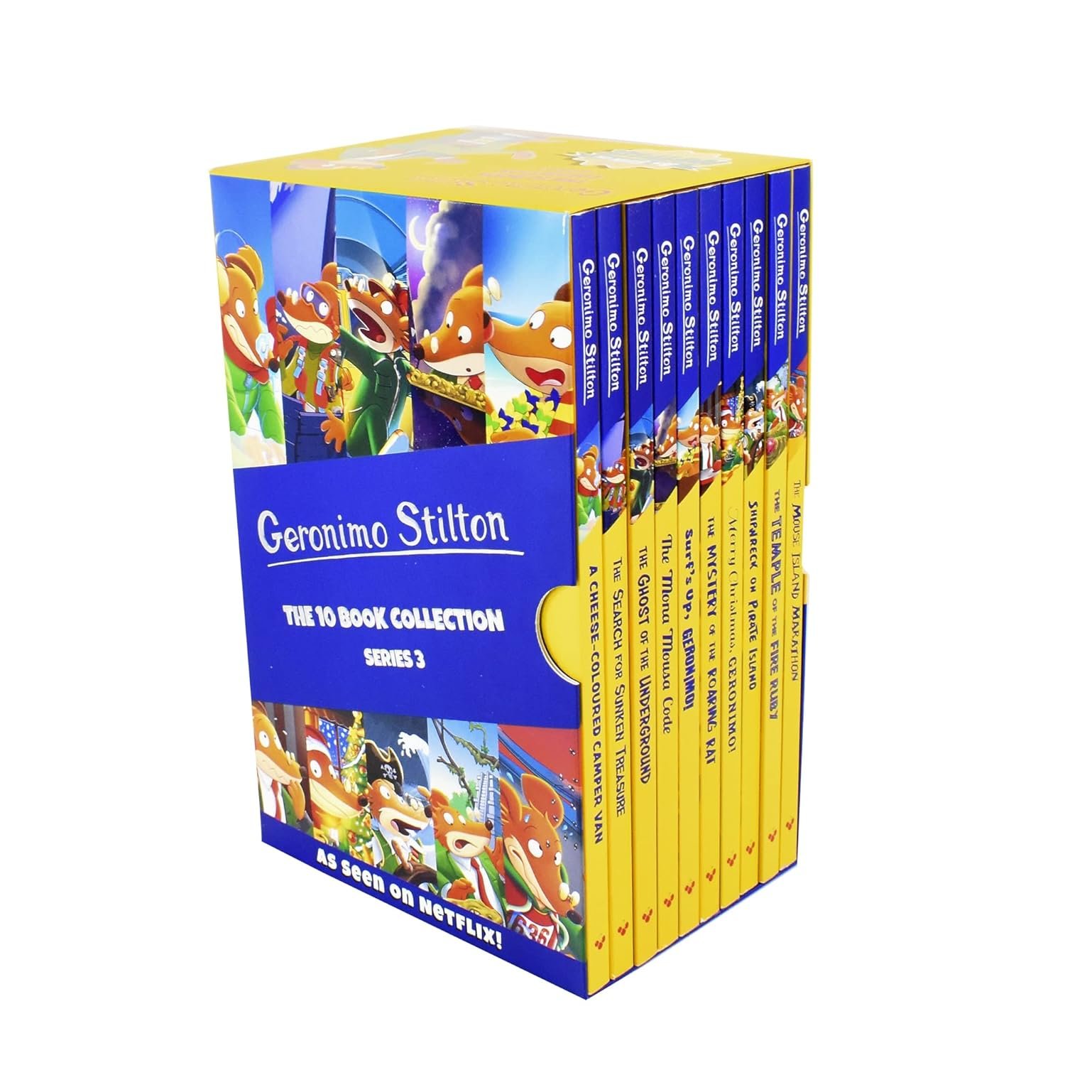 Geronimo Stilton: The 10 Book Collection Series 3 Box Set (A Cheese-Coloured Camper Van, The Search for Sunken Treasure, The Mona Mousa Code ... The ... Of The Fire Ruby, The Mouse Island Marathon) Paperback