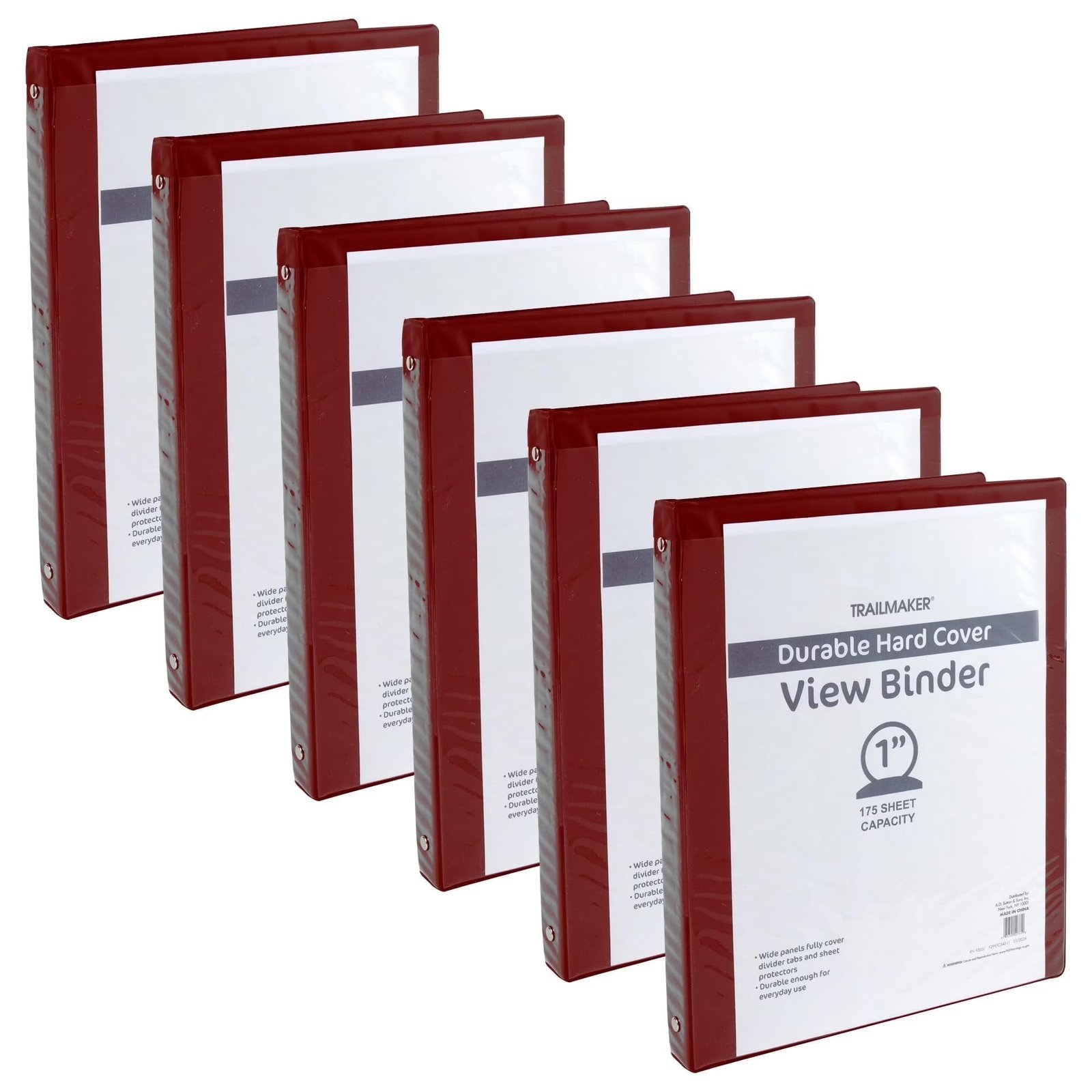 50 Pack of Bulk Wholesale 1 Inch 3 Ring Hardcover Binders with Clear Transparent Covers for Picture and Note Display for Students, Teachers, Schools, Offices and Classrooms in White