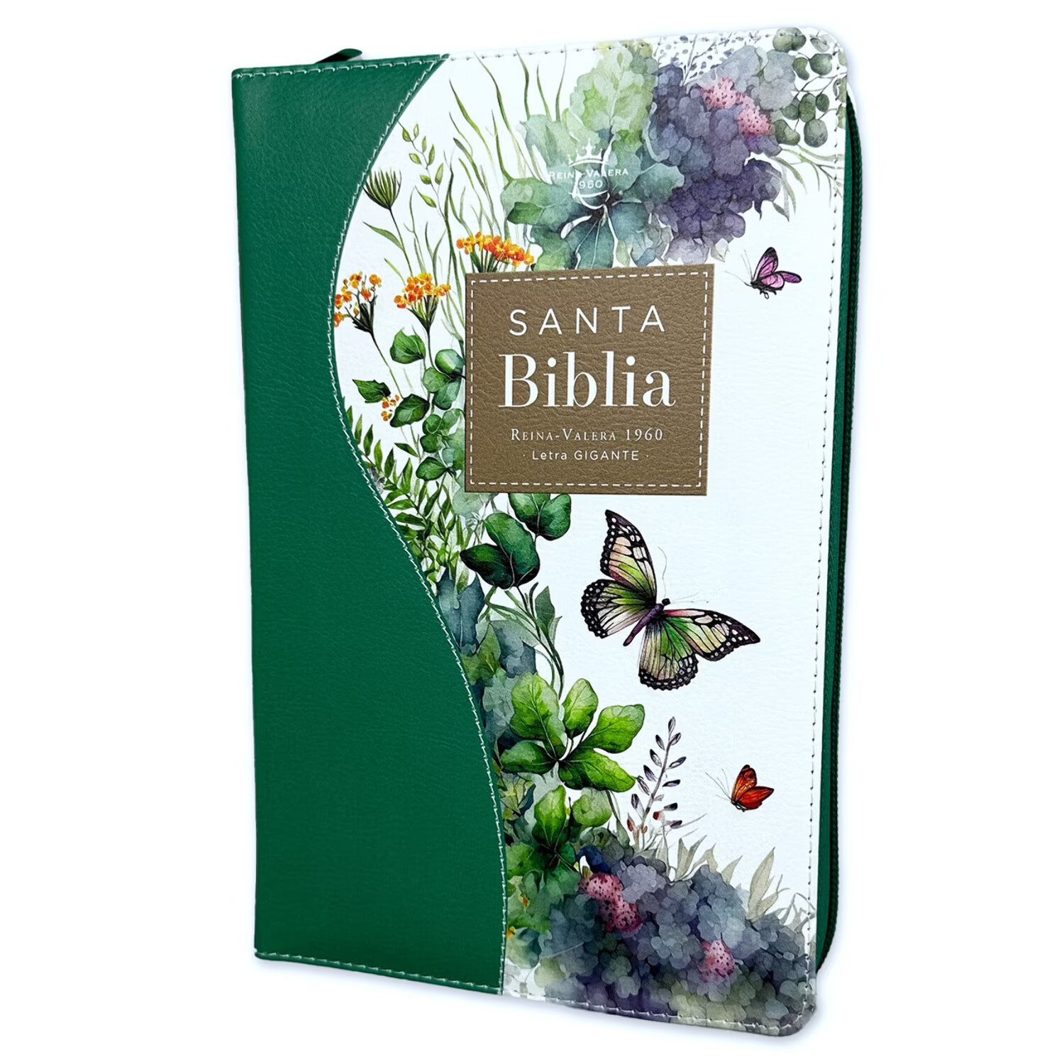 Biblia para Mujer con Cierre Letra Gigante Manual 14 puntos RV1960 mariposas