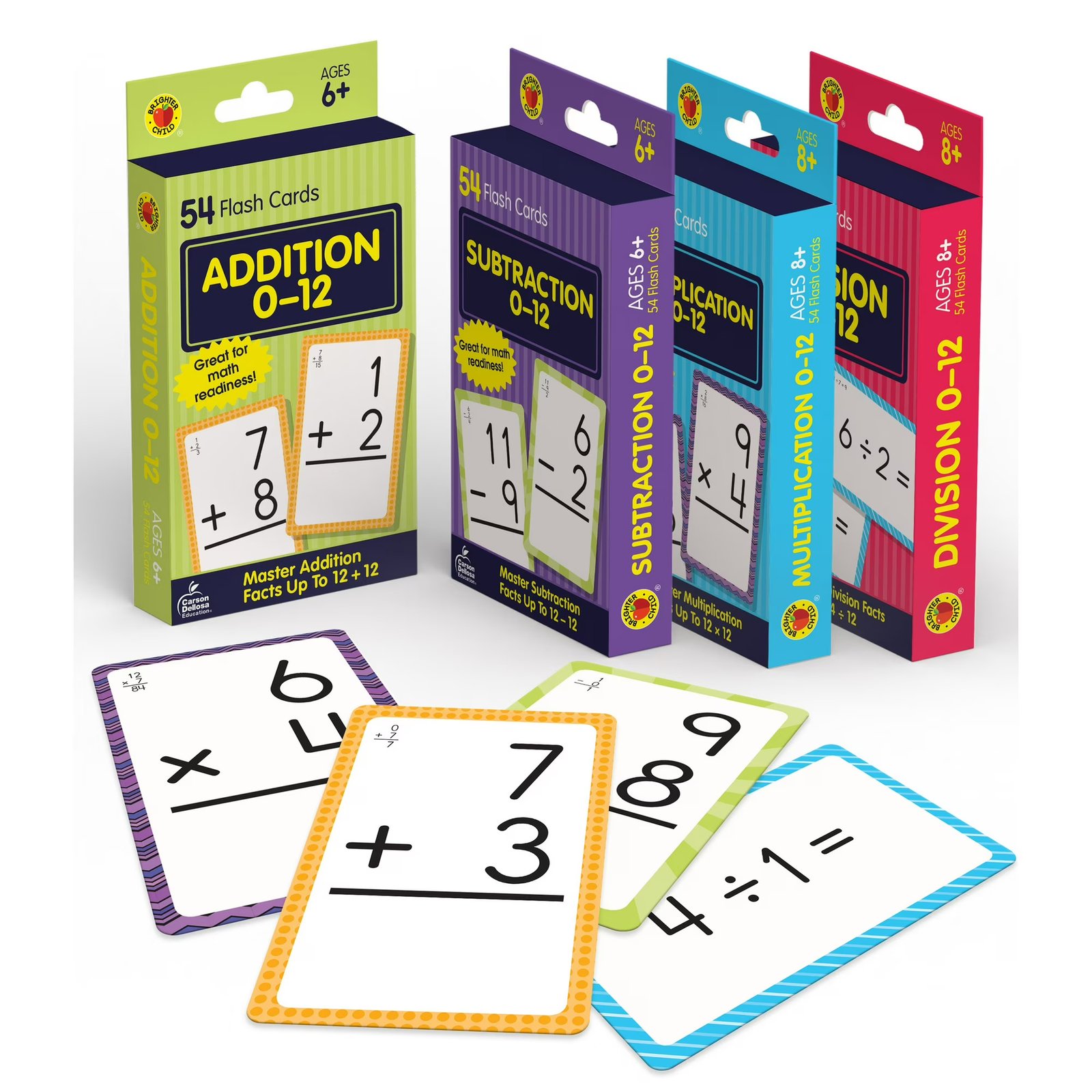 Brighter Child 4-Pack Math Flash Card Bundle (216 cards)