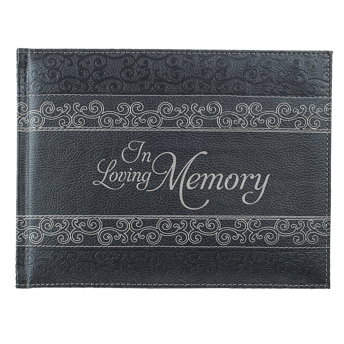 In Loving Memory Guest Book - Grey Padded Faux Leather with Debossed Cover Design - Condolence Book, Funeral Guest Book, Memorial Sign-in Book for Funerals & Memorial Services