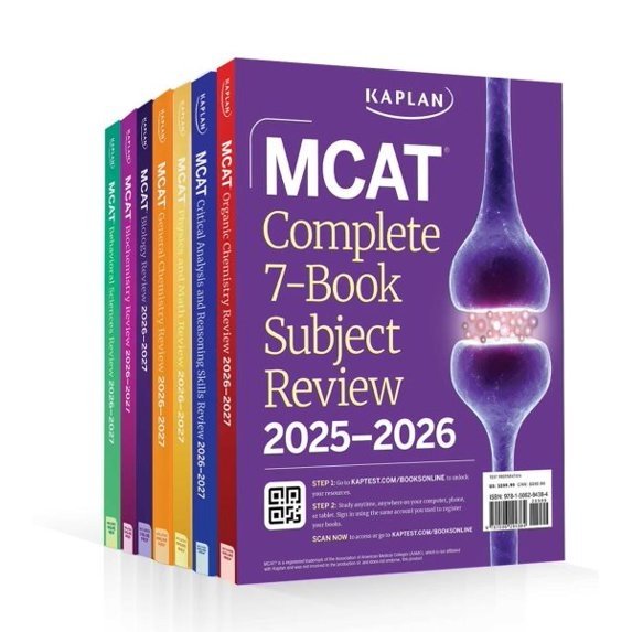 Kaplan Test Prep MCAT Complete 7-Book Subject Review 2025-2026, Set Includes Books, Online Prep, 3 Practice Tests, (Paperback)