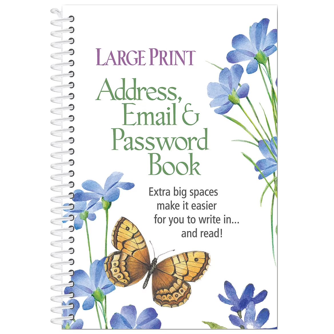 Large Print Address, Email & Password Book, Easy To Read, Spiral Bound Design, Perfect For Organizing Important Documentation – 96 Pages, Book Measures 7 1/4" L x 5" W B0CFG6N3LT