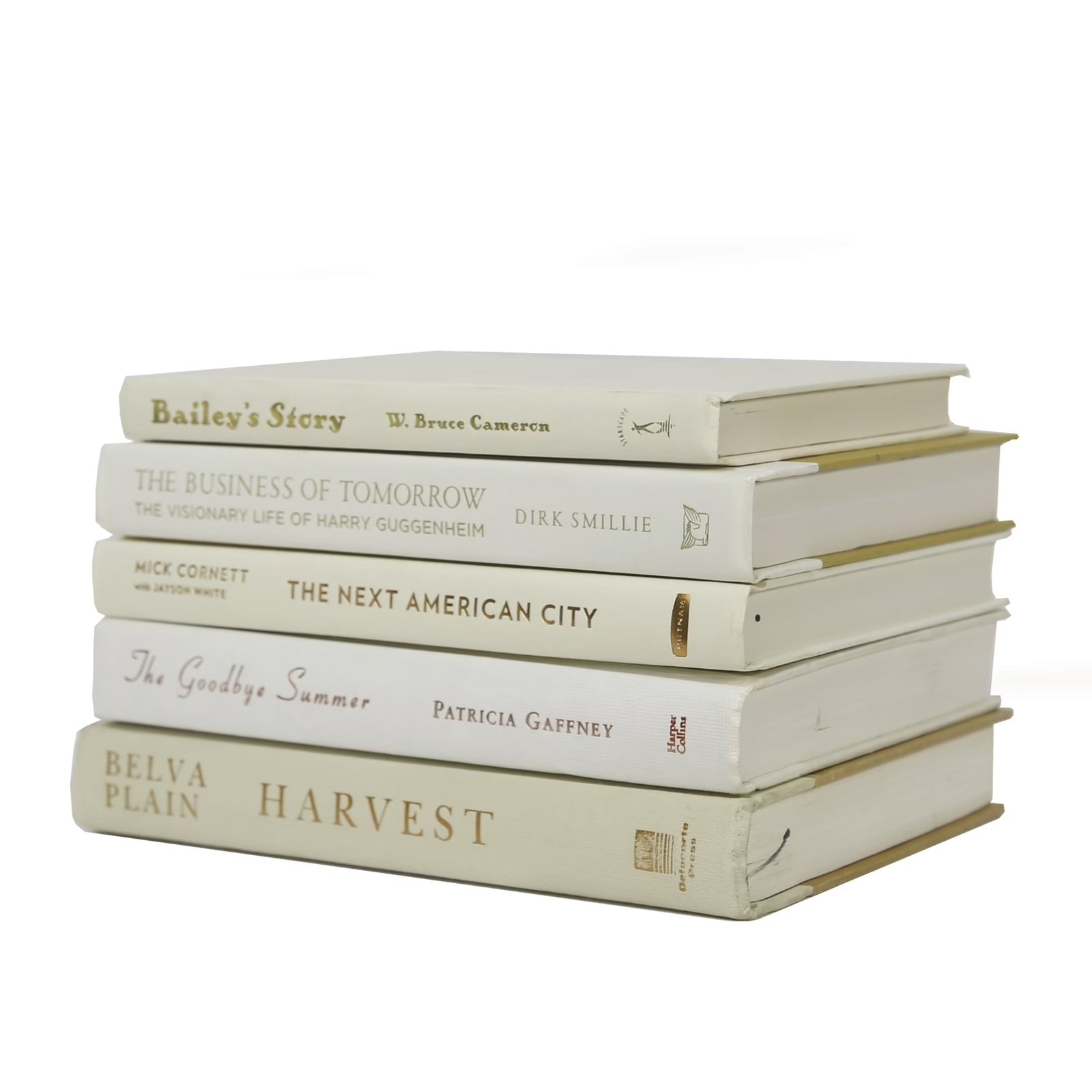Pen & Willow Cream Decorative Books - Real, shelf-ready book stacks for bookshelves, coffee tables, or end tables. For home or office decor, weddings, or staging decor.