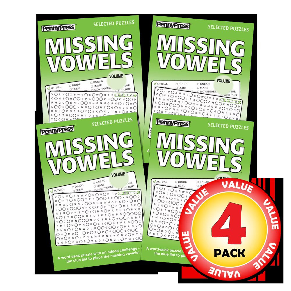 Penny Dell Favorite Missing Vowels Word Seek 4-Pack (Paperback) B06XH9JNCW