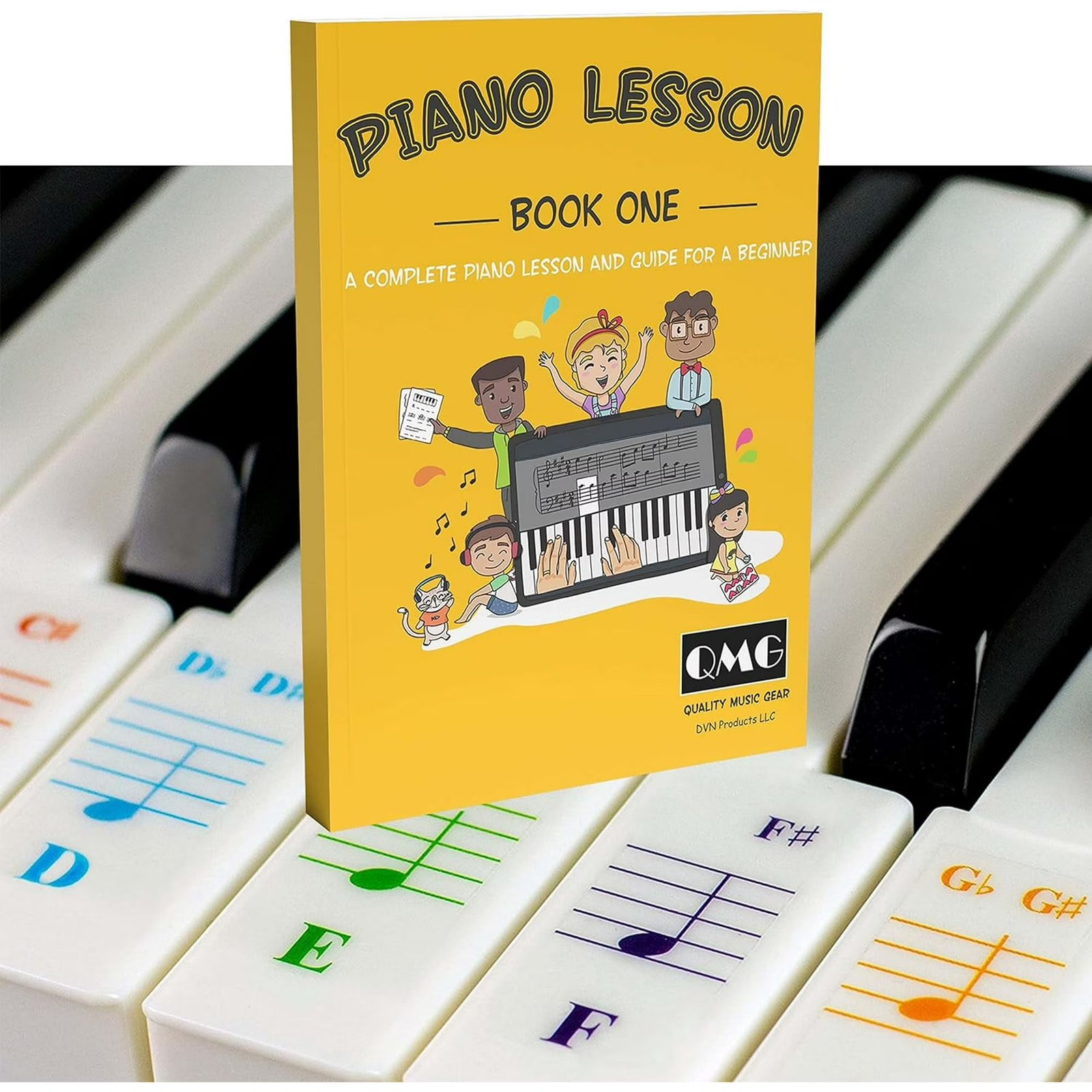 QMG Piano & Keyboard Stickers for Beginners, Includes Guide Book by Dr. Almeida - Designed in USA B0862G4SJ9
