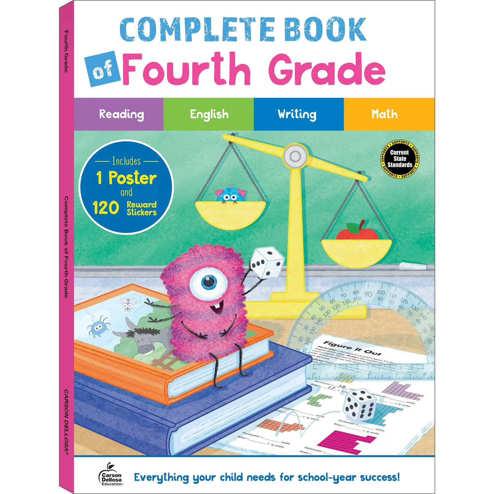 Thinking Kids Complete Book of Fourth Grade Workbook (256 pages, 120 stickers, 1 poster) 978-1483862415
